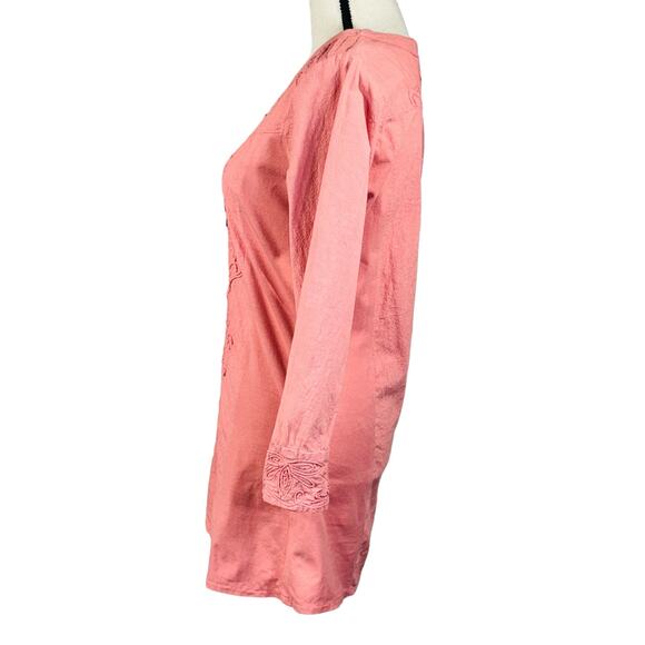 Parsley & Sage Small Tunic Top Long Sleeve Round Neck Stretchy Side Panels Pink - Picture 6 of 9